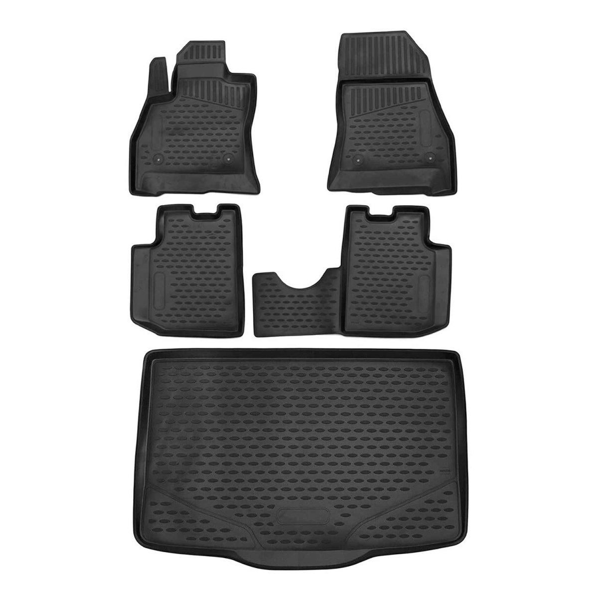 Fiat 500L 3D Floor-Trunk Mats - Omac - Black - '14-'20